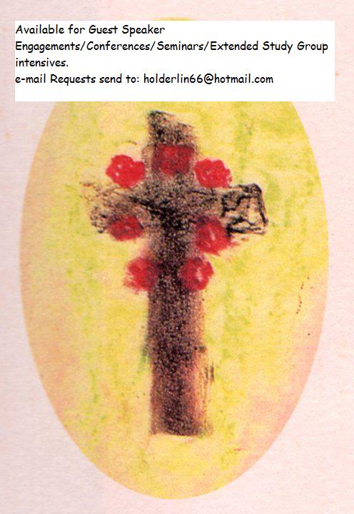 Textured cross with red floral accents